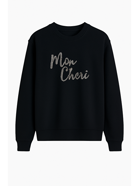 Formo Kadın Pamuklu Kalın Kışlık Boncuk İşlemeli Yüksek Kalite Ribana Kol Sweatshirt - S000439988-19351