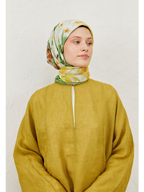 Fresh Scarfs Sprıng Flora Desen Pamuk Vual Eşarp Orman - S000423157-20662