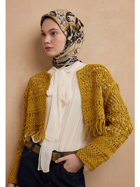 Fresh Scarfs Lena Desen Pamuk İpek Eşarp Tereyağı - S000423155-20065