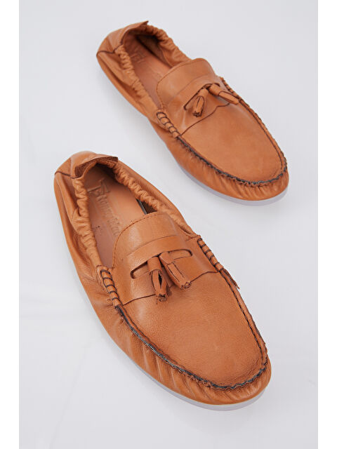 TONNY BLACK Erkek Taba Önü Püsküllü Arkası Lastikli Rahat Kalıp Hakiki Deri Loafer - S000499897-14955