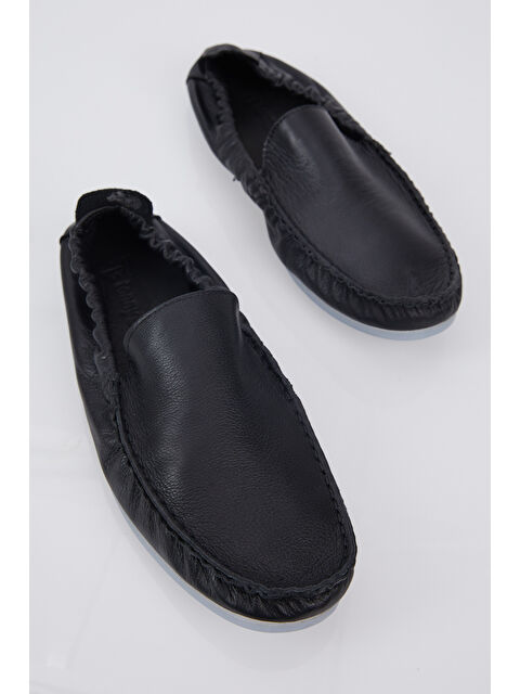 TONNY BLACK Erkek Siyah Arkası Lastikli Rahat Kalıp Hakiki Deri Loafer - S000499979-19351