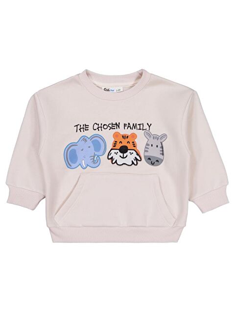 Civil Boys Üç Kafadar Baskılı-Nakışlı 2-5 Yaş Sweatshirt - Bej 2-3 Yaş - S000485822-25636