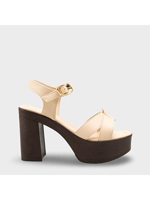 Capone Outfitters Sheilah Platform Çapraz Bantlı Bilekten Bantlı Kadın Topuklu Ayakkabı