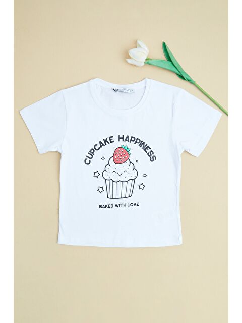 Fullamoda Cupcake Happıness Baskılı Kız Çocuk Tişört - S000532068-20063