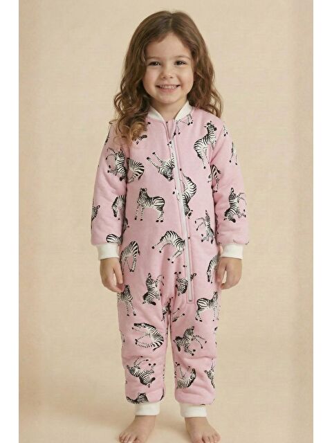 ZEYLAND Unisex Çocuk Elyaf Dolgulu Uyku Tulumu - Pembe Zebra Desenli - S000485824-20024