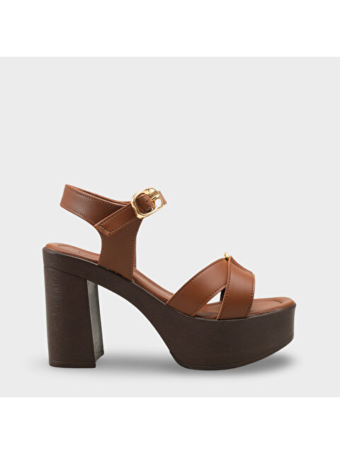 Capone Outfitters Sheilah Platform Çapraz Bantlı Bilekten Bantlı Kadın Topuklu Ayakkabı