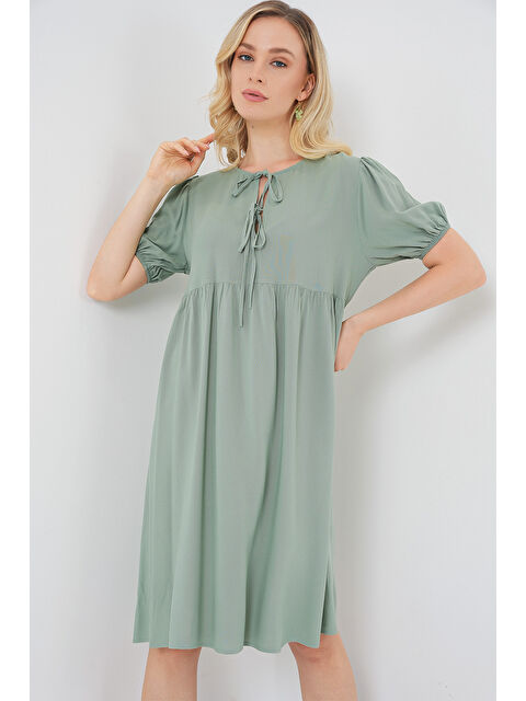 Bigdart Kadın Bağcıklı Midi Elbise 2575 - Çağla - S000418896-5236