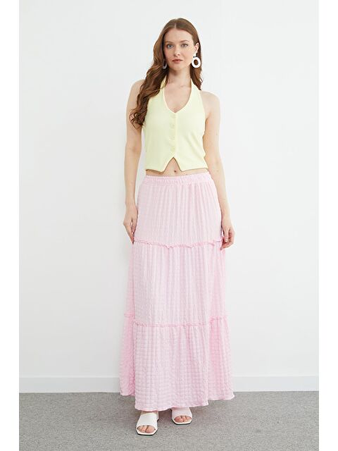 Fullamoda Beli Lastikli Bürümcük Kumaş Etek