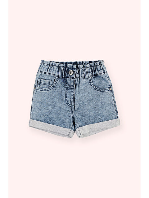 Panço Kız Bebek Beli Lastikli Mavi Jean Şort - S000523729-17234