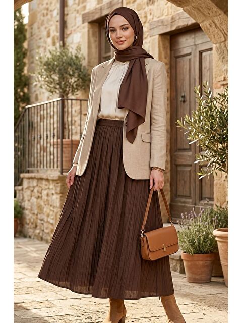 Julude Bel Lastikli Cepli Tesettür Etek