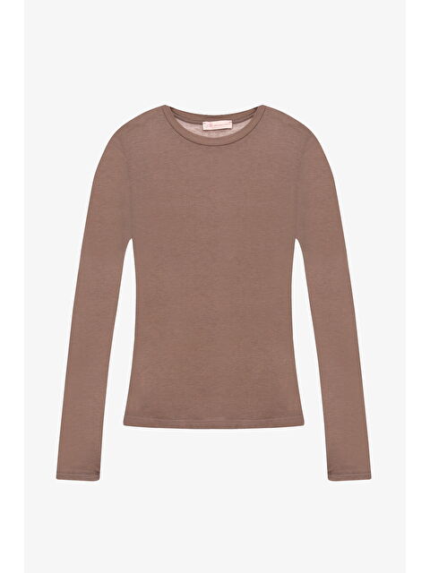 QUZU Bisiklet Yaka Basic Bluz Vizon - S000436308-26429