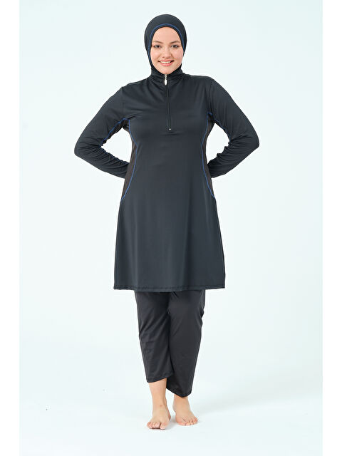 Formo Kadın Kapalı Dik Yaka Fermuarlı Hızlı Kuruyan Büyük Beden Tesettür Mayo