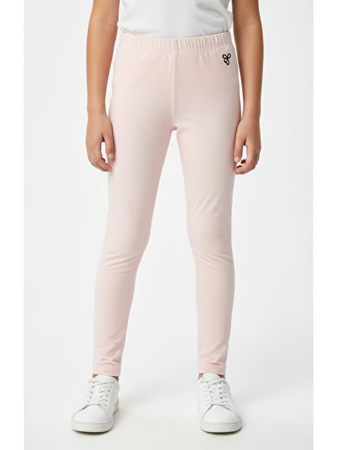 Toontoykids Kız Çocuk Beli Lastikli  Fiyonk Detaylı  Nakışlı Tayt 25027