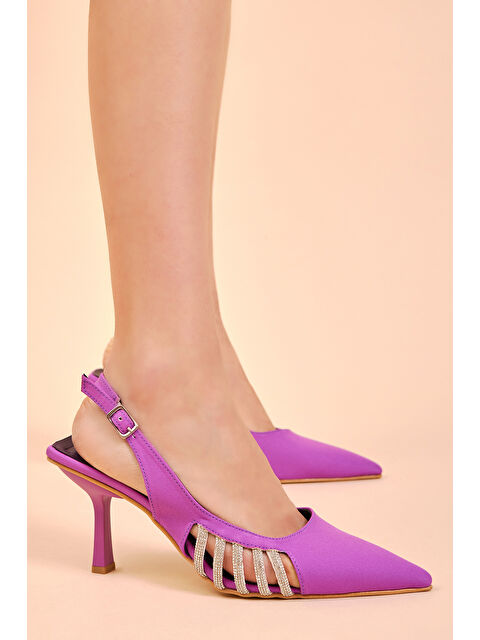 TONNY BLACK Kadın Mor Gecce Serisi Yanı Taş İşlemeli Sivri Burunlu Topuklu Ayakkabı - S000499989-20042