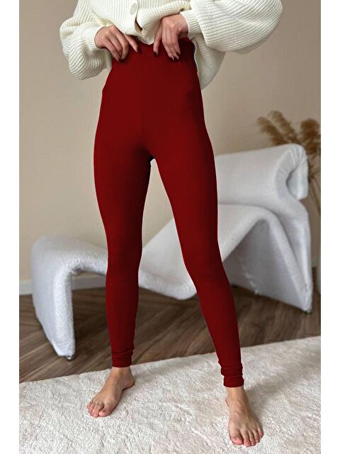 Madmext Bordo Yüksek Bel Kadın Fitilli Tayt Mg1625 - S000030339-19951