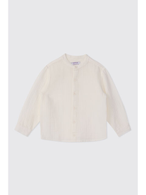 Panço Erkek Bebek Uzun Kollu Müslin Beyaz Gömlek - S000526058-20063