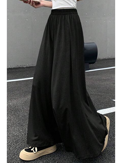 Tarz Cool Kadın 2 İplik Oversize Bol Paça Tasarım Eşofman Altı Yüksek Bel Rahat Model