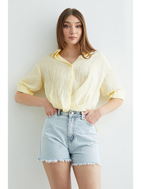 Fullamoda Çizgili Önü Düğümlü Gömlek - S000504002-20072