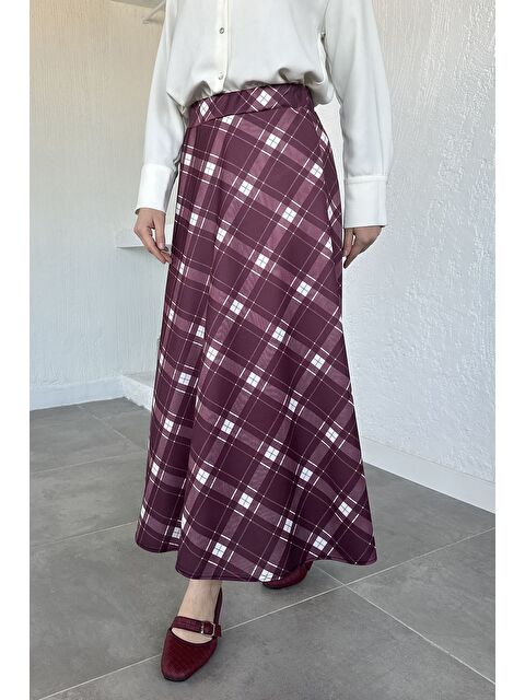 Julude Kadın Ekose Desenli Tesettür Etek