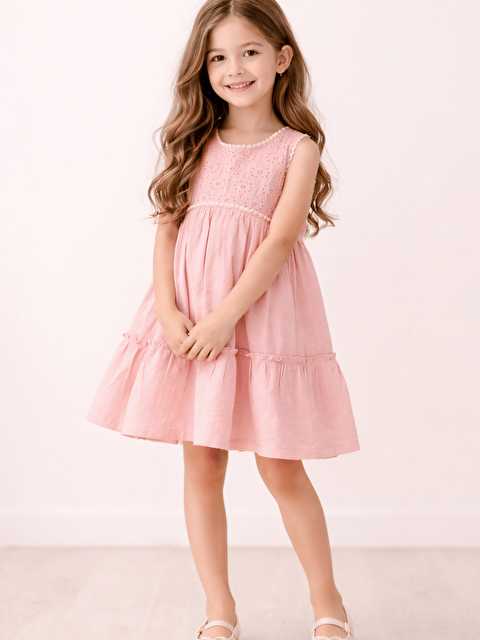 Luggi Baby Bisiklet Yaka Kız Çocuk Elbise