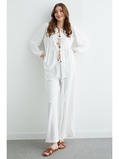 Fullamoda Fullamodest Önü Bağlamalı Ayrobin Kimono 2 Li Takım - S000504003-20063