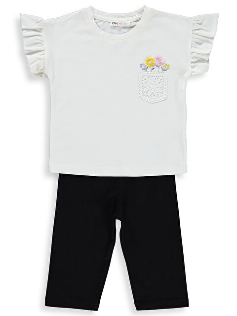 Civil Girls Fiyonklu 2-5 Yaş Takım - Ekru