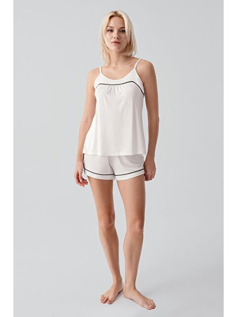Artış Askılı Biyeli Elastanlı Esnek Viskoz Soft Şortlu Pijama Takım 19216 - S000531592-19965