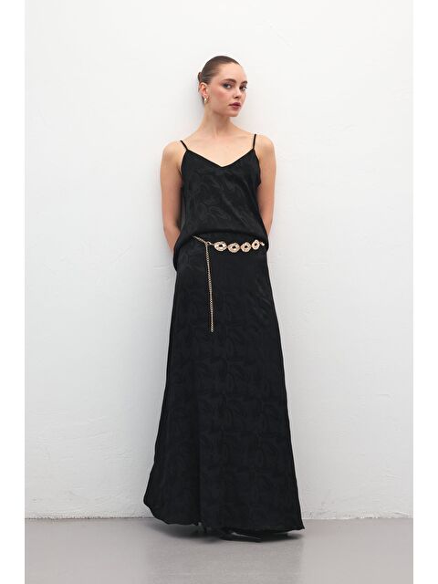 SATEEN Lior Uzun Etek - Siyah - S000521592-19351