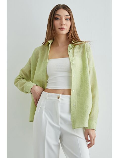 Fullamoda Basic Düğmeli Krinkıl Gömlek - S000503853-18194