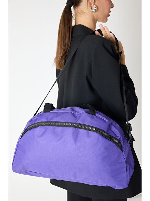 TONNY BLACK Kadın Mor Büyük Boy Önü Fermuarlı Kumaş Spor ve Seyahat Omuz Çantası - S000495427-20042
