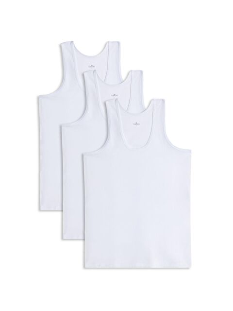 TUDORS 3 Adet Compact Penye Beyaz Erkek Atlet %100 Pamuk Standart Fit Normal Kesim 3'Lü Paket - S000518760-20063