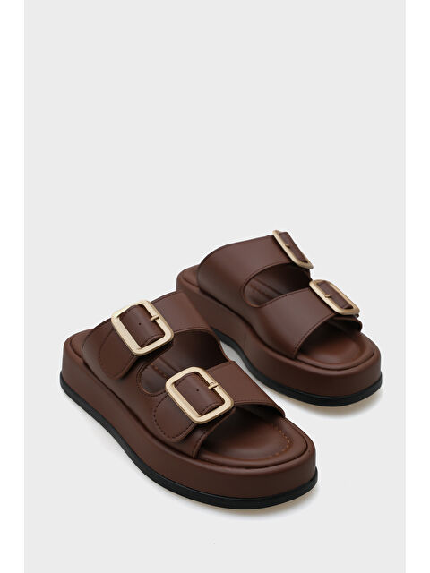 Capone Outfitters Marge Dolgu Topuklu Çift Bantlı Tokalı Kadın Terlik - S000251076-14955