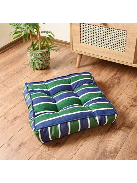 Evidea Soft Liv Yer Minderi - Yeşil / Lacivert - 50x50x14 cm - S000393339-37467