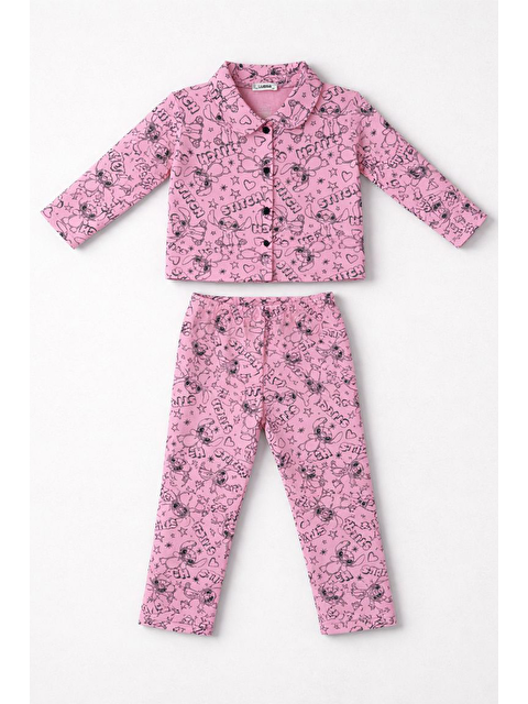 Luess Kız Çocuk Lilo & Stitch Desenli Elastanlı Alt Üst Takım (3-4 Yaş 8-9 Yaş) - S000508596-20024