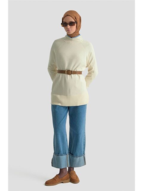 ARMİNE Düğmeli Basic Oversize Kazak 25Kd6016 Ekru - S000490817-19965