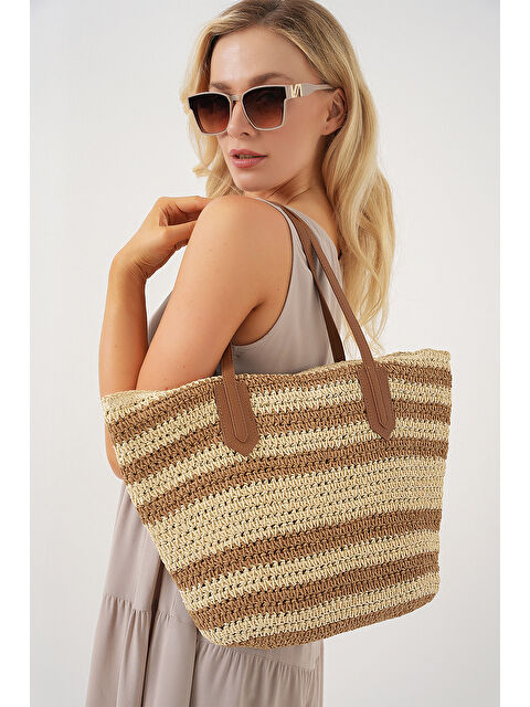 Bigdart Kadın Fermuarlı Hasır Çanta 010189 - Bej - S000396888-19928