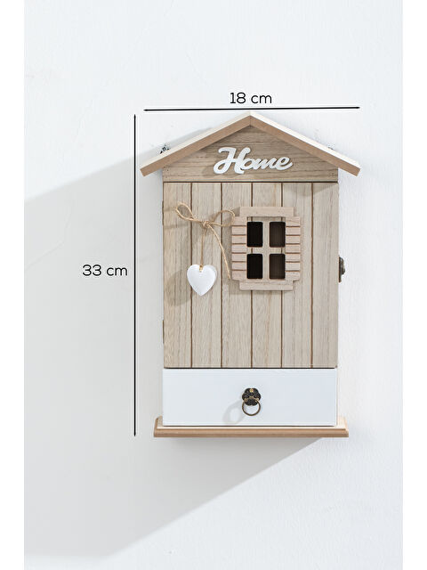 Porsima 2071 Duvara Montajlı Çekmeceli Dekoratif Anahtarlık Dolabı Askılı Anahtar Saklama Kabini - S000399560-29705