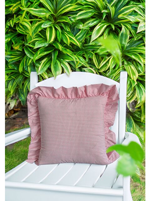 Asdiva Melma Potikareli Fırfırlı %100 Pamuk Kırlent Kılıfı - Pembe  45x45 cm - S000413555-20024