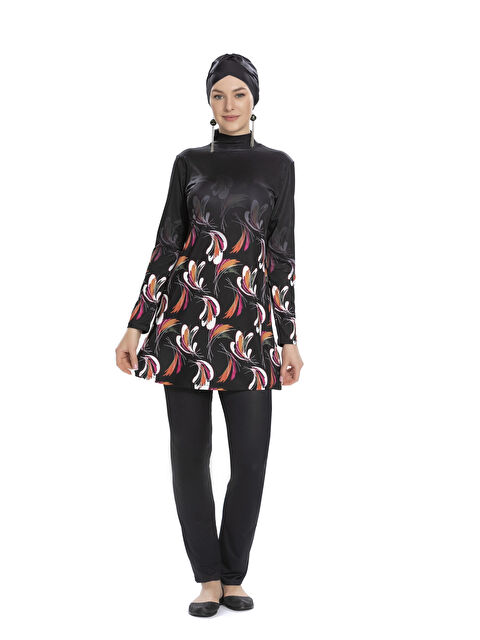 Hazelin Kadın Siyah Desenli Uzun Kollu Tesettür Mayo HZL25S-AR273/01 - S000353881-19351