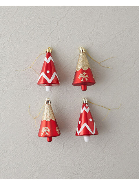 English Home Wreath Polyresin Yılbaşı Ağaç Süsü 8x1,5x8 cm Kırmızı - S000487908-20045