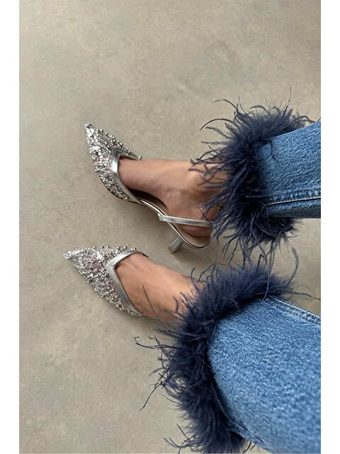 Straswans Harmony Kadın Pul Detay Topuklu Ayakkabı Gümüş - S000526383-18105