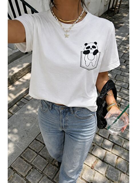 Tarz Cool Panda Baskılı Unisex Basic Tişört – Rahat Kesim Günlük Stil