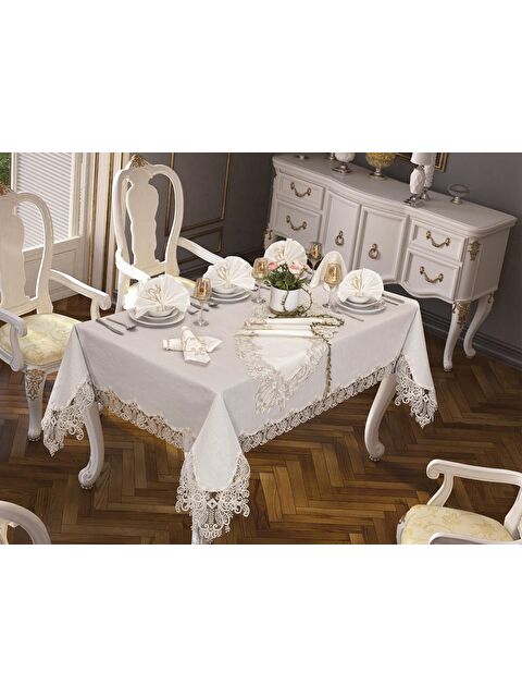 Çeyiz Diyarı Serenay Masa Örtüsü 26 Parça Krem - S000487909-23173