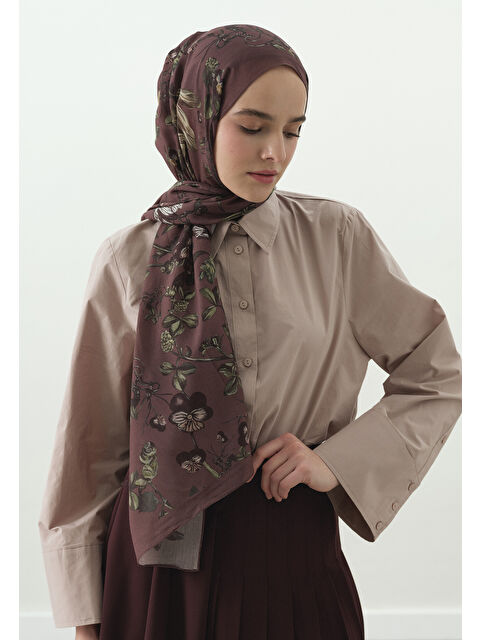 Fresh Scarfs GISELE DESENLİ PAMUK VİSKON ŞAL GÜLKURUSU - S000514035-20028