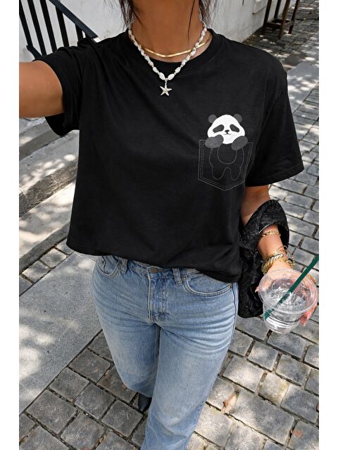 Tarz Cool Panda Baskılı Unisex Basic Tişört – Rahat Kesim Günlük Stil