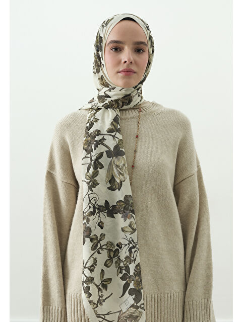 Fresh Scarfs GISELE DESENLİ PAMUK VİSKON ŞAL BEJ - S000514035-19928