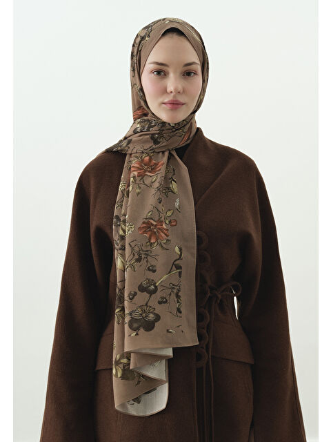 Fresh Scarfs GISELE DESENLİ PAMUK VİSKON ŞAL SÜTLÜ KAHVE - S000514035-4280