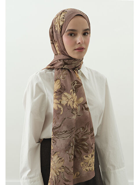 Fresh Scarfs NORAH DESENLİ PAMUK VİSKON ŞAL GÜLKURUSU - S000514039-20028