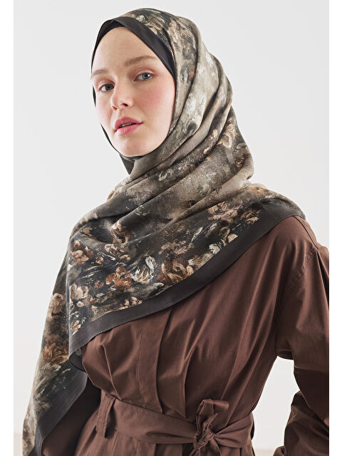 Fresh Scarfs EVELYNE DESENLİ PAMUK VİSKON ŞAL VİZON - S000514038-26429