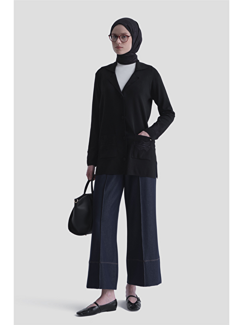 ARMİNE Dantelli Rayon Hırka Siyah